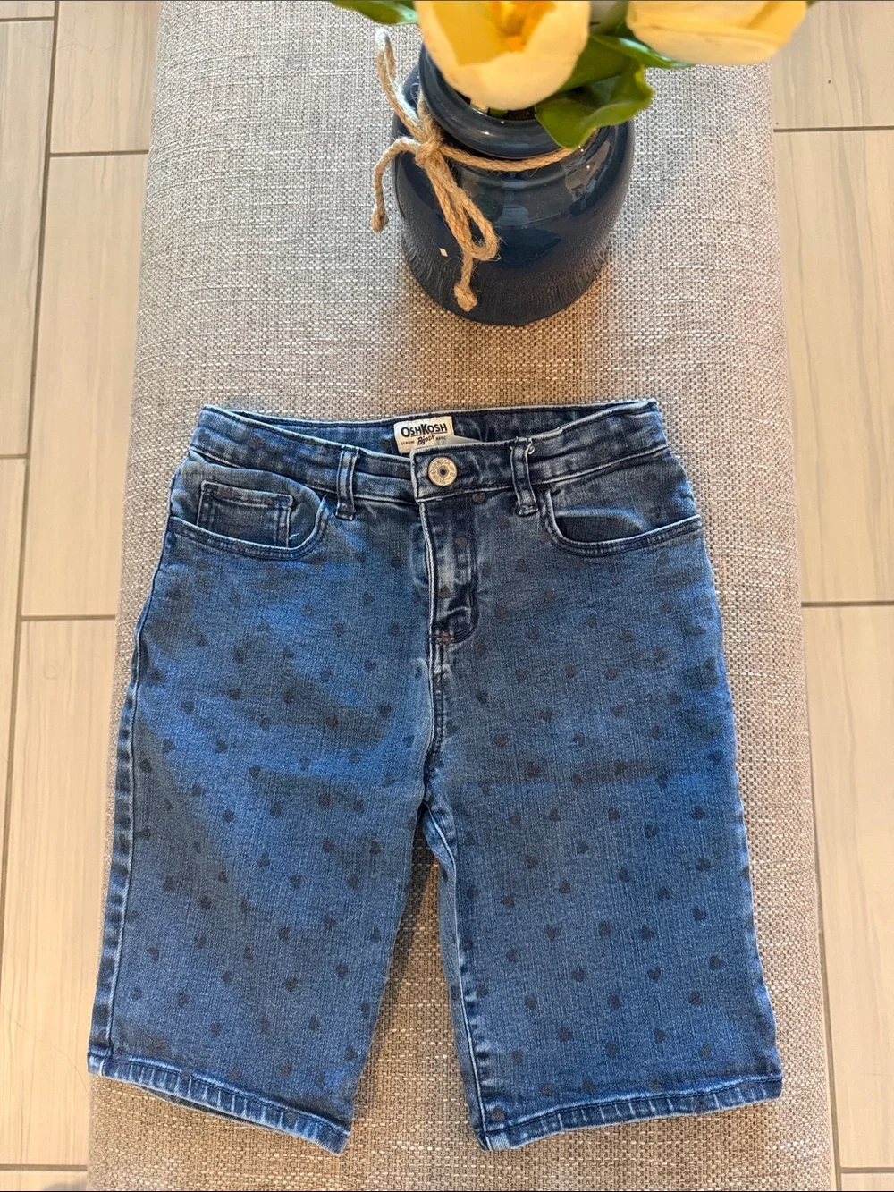 OshKosh B'gosh Blue Polka-Dot Denim Cropped Jeans